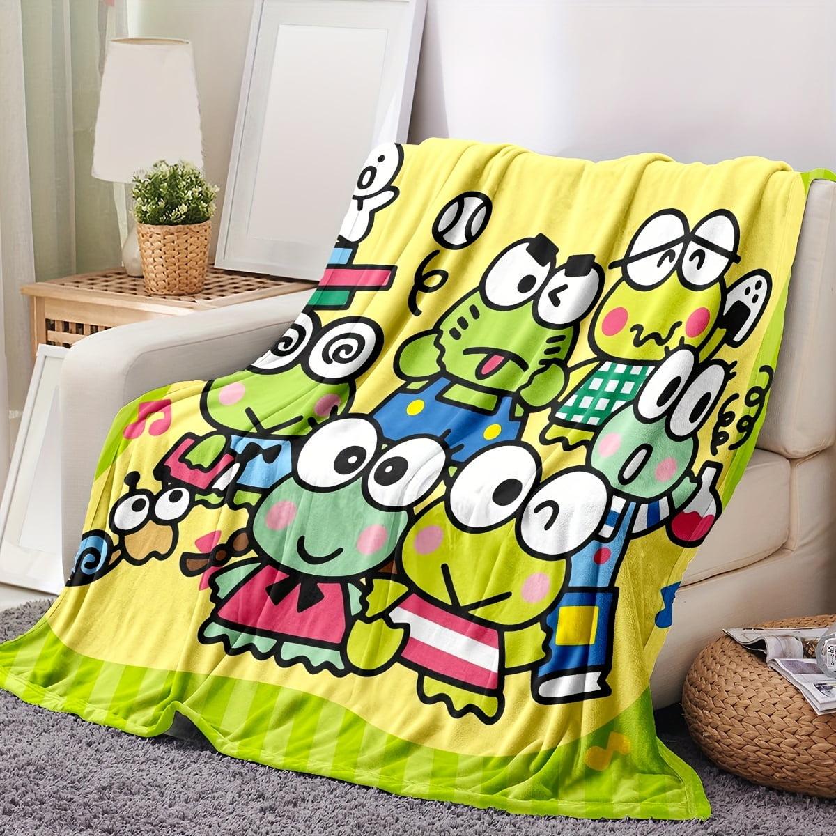 KCKTHDN Cute Blankets Keroppi Frog Plush Blanket Cozy Flannel Throw With Vibrant Cartoon Print, Perfect For Bed Sofa
